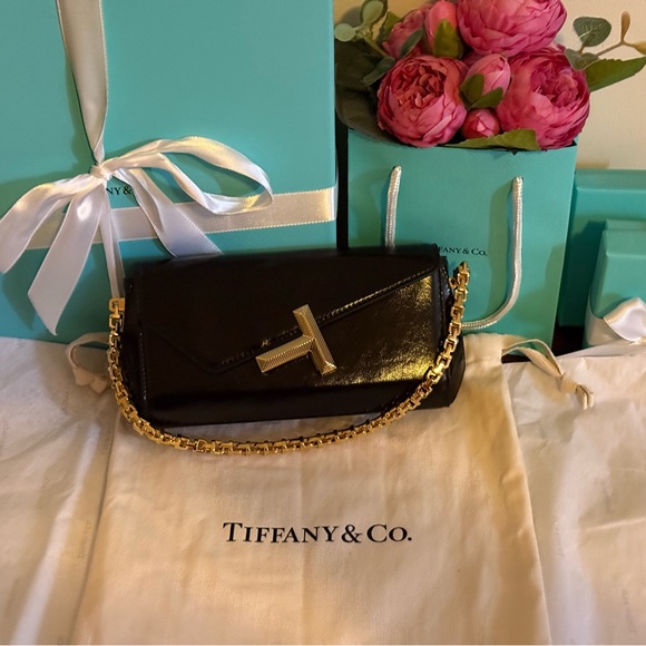 Tiffany & Co. Shiny Mini Black Clutch with Gold Chain - Picture 3 of 10